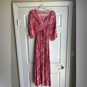 World Market Printed Pink Maxi Dress Size Large